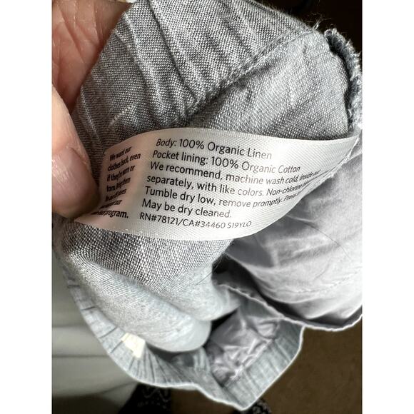 Eileen Fisher size L pants 100% organic linen gray pull-on cropped pockets - Picture 8 of 8
